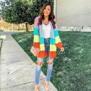 NWOT Wonderland Rainbow Cardigan